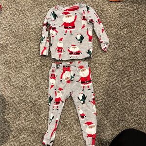 Carter's Santa and Penguin Pajama Set - Gray and Red